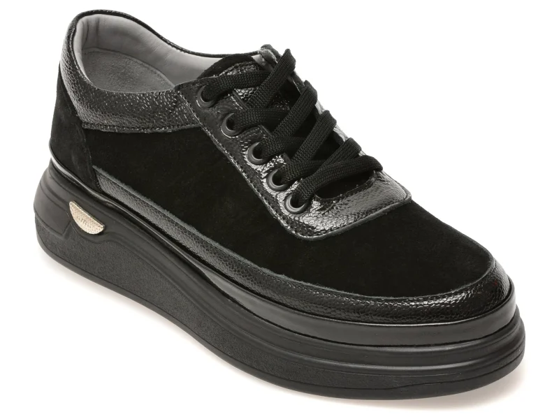 Pantofi sport IMAGE negri, 213M126, din piele intoarsa