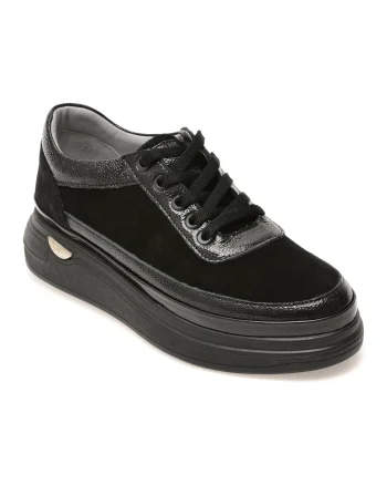 Pantofi sport IMAGE negri, 213M126, din piele intoarsa