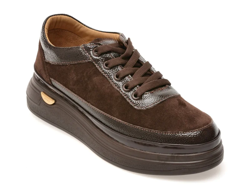 Pantofi sport IMAGE maro, 213M126, din piele intoarsa