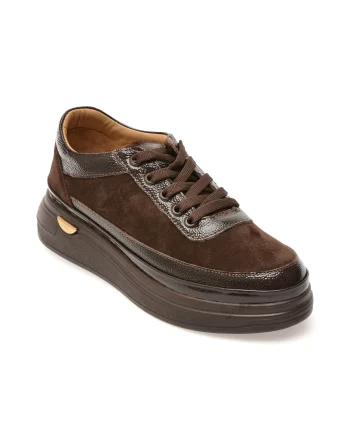 Pantofi sport IMAGE maro, 213M126, din piele intoarsa