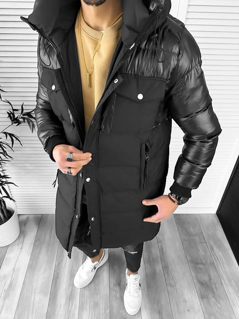 Geaca barbati groasa neagra de iarna 1600  D1-2