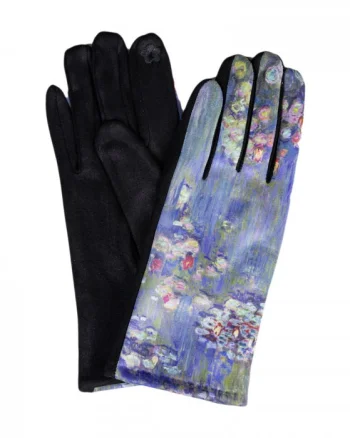 Manusi dama, textil cu imprimeu inspirat dupa    Nuferii   de Claude Monet