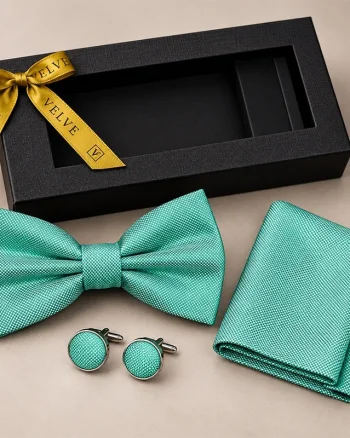 Set 3 piese Elegant pentru barbati, papion, batista si butoni, Verde menta