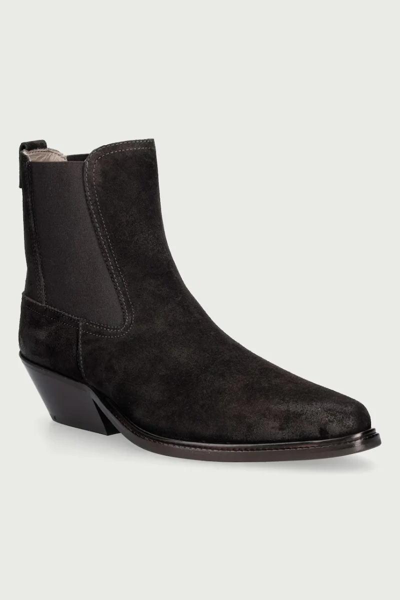 AllSaints  ghete scurte cu toc jos pentru femei din piele Carter Suede Chelsea