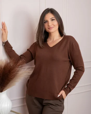 Pulover dama maro cu casmir si decolteu in V Doreen
