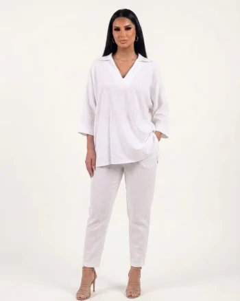 Bluza alba cu croiala lejera din vascoza