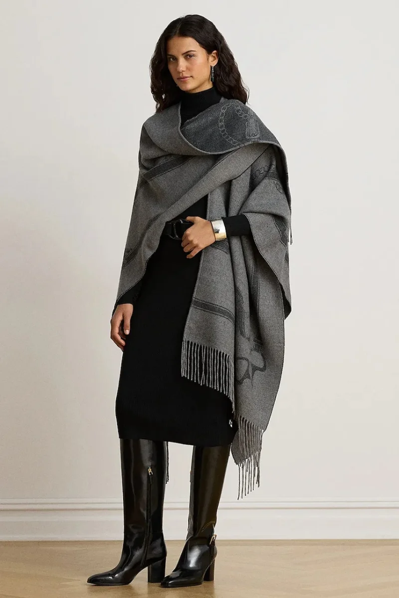 Lauren Ralph Lauren  poncho pentru femei cu lână
