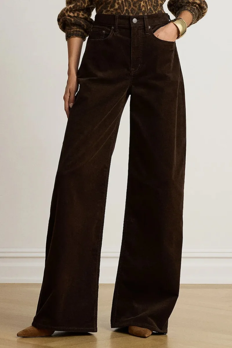 Lauren Ralph Lauren  pantaloni wide leg pentru femei cu cașmir