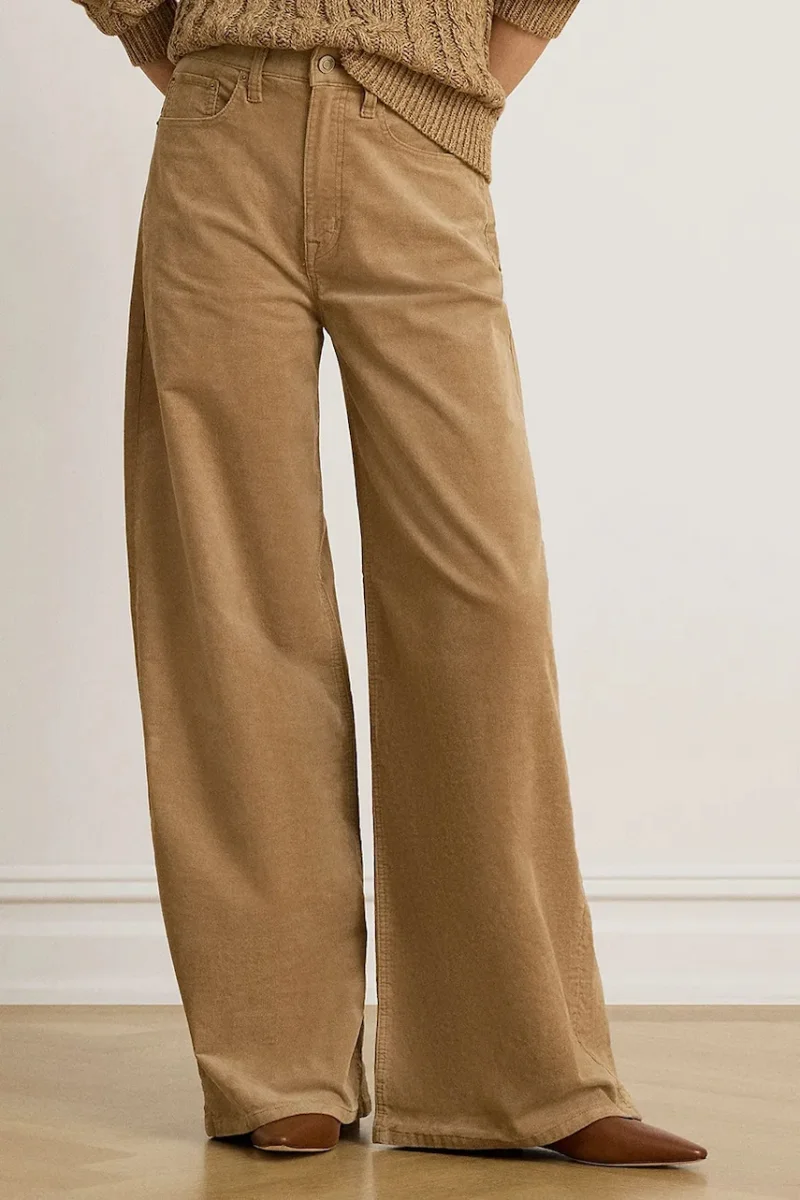 Lauren Ralph Lauren  pantaloni wide leg pentru femei cu cașmir