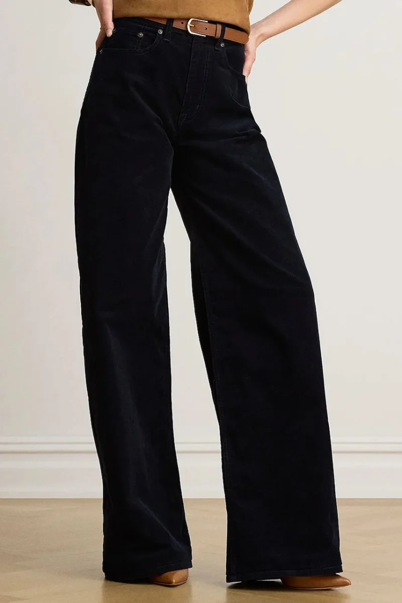 Lauren Ralph Lauren  pantaloni wide leg pentru femei cu cașmir