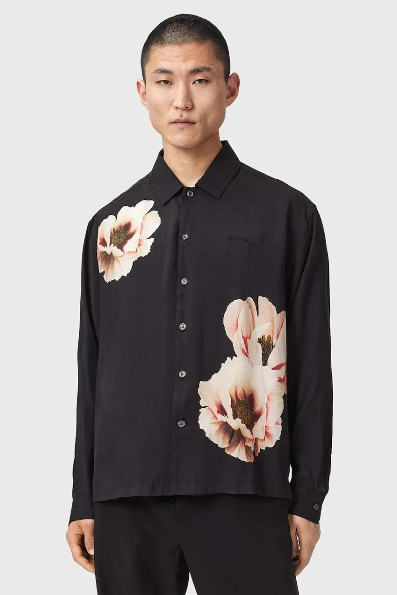 AllSaints  cămașă pentru bărbați din vâscoză FLORAISON LS SHIRT