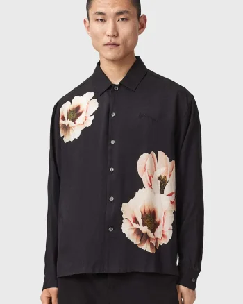 AllSaints  cămașă pentru bărbați din vâscoză FLORAISON LS SHIRT