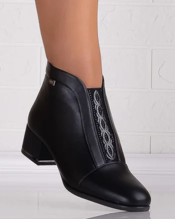 Botine Dama Negre din Piele Ecologica Elia