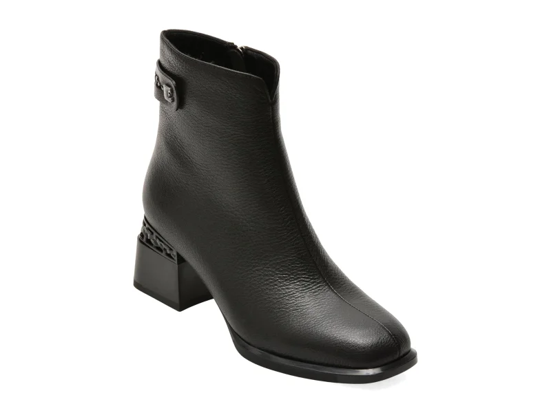 Ghete EPICA negre, RA2863, din piele naturala