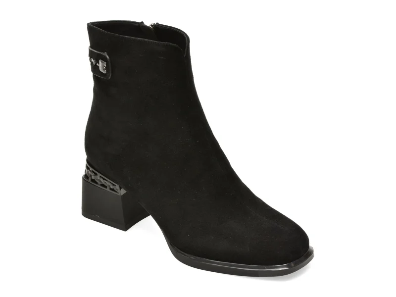 Ghete EPICA negre, RA2863, din piele intoarsa
