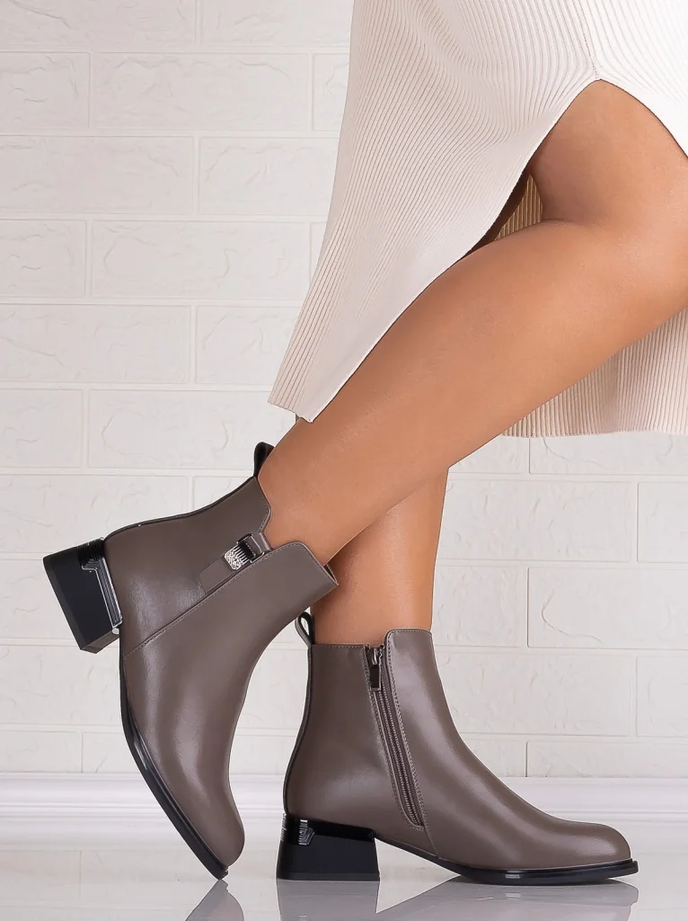 Botine Dama Gri din Piele Ecologica Sevia