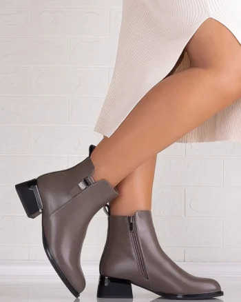 Botine Dama Gri din Piele Ecologica Sevia
