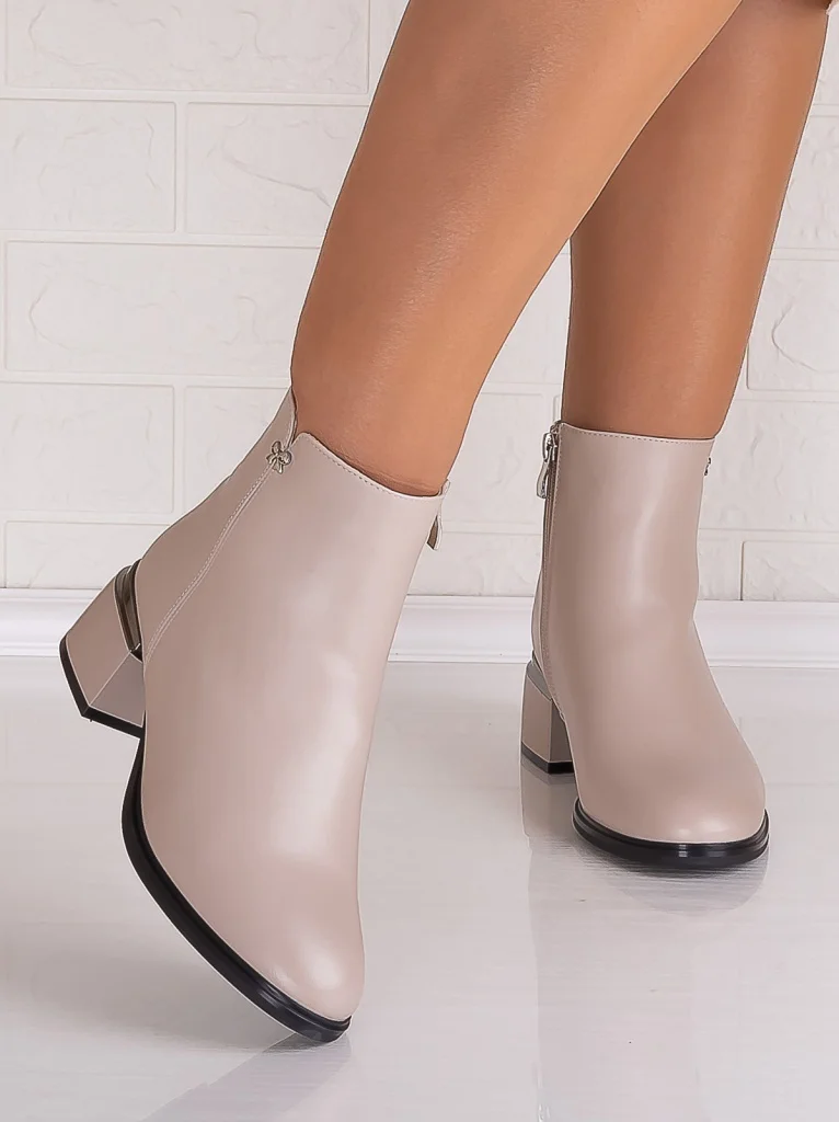 Botine Dama Bej din Piele Ecologica Dolly