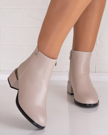 Botine Dama Bej din Piele Ecologica Dolly