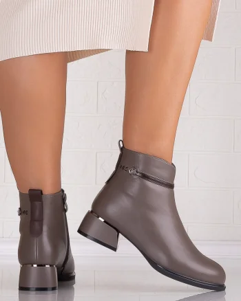 Botine Dama Gri din Piele Ecologica Bonie
