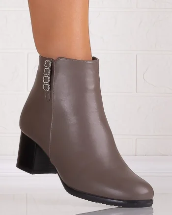 Botine Dama Imblanite Gri din Piele Ecologica Omania