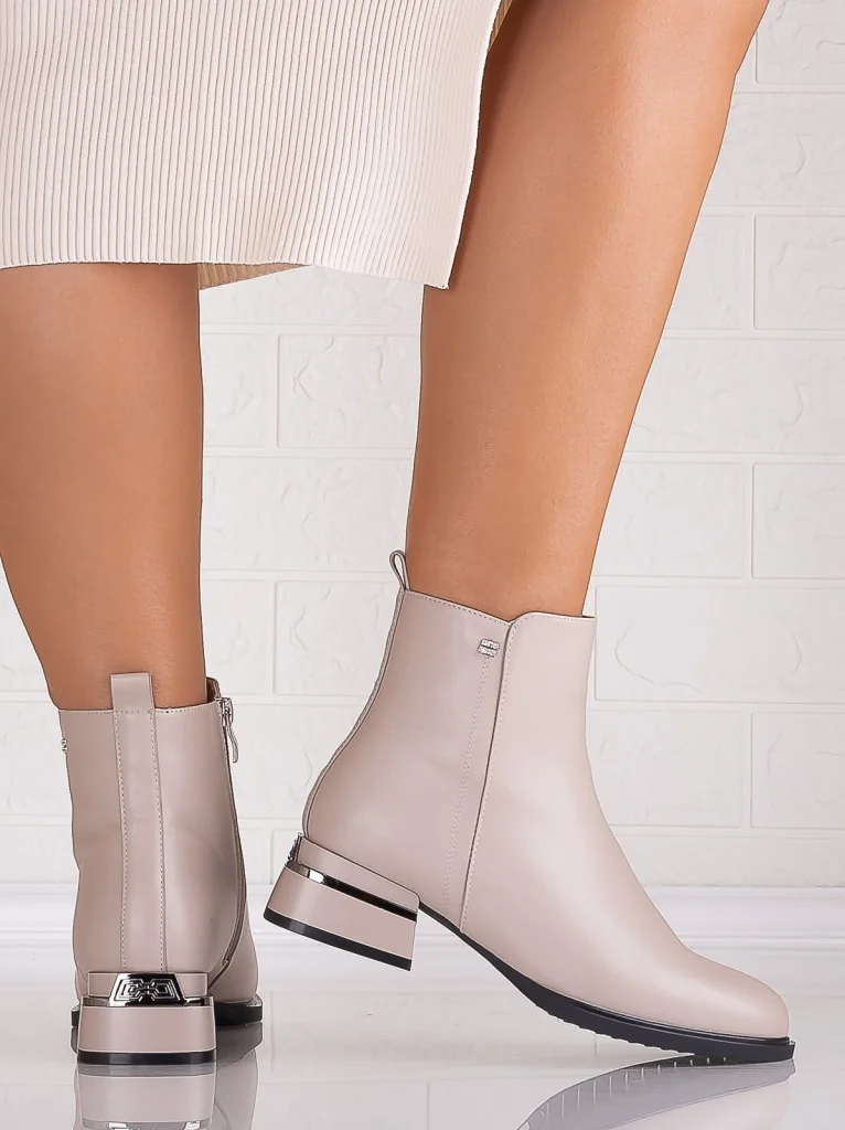 Botine Dama Bej din Piele Ecologica Moriga