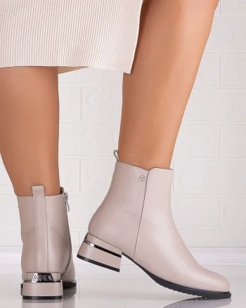 Botine Dama Bej din Piele Ecologica Moriga