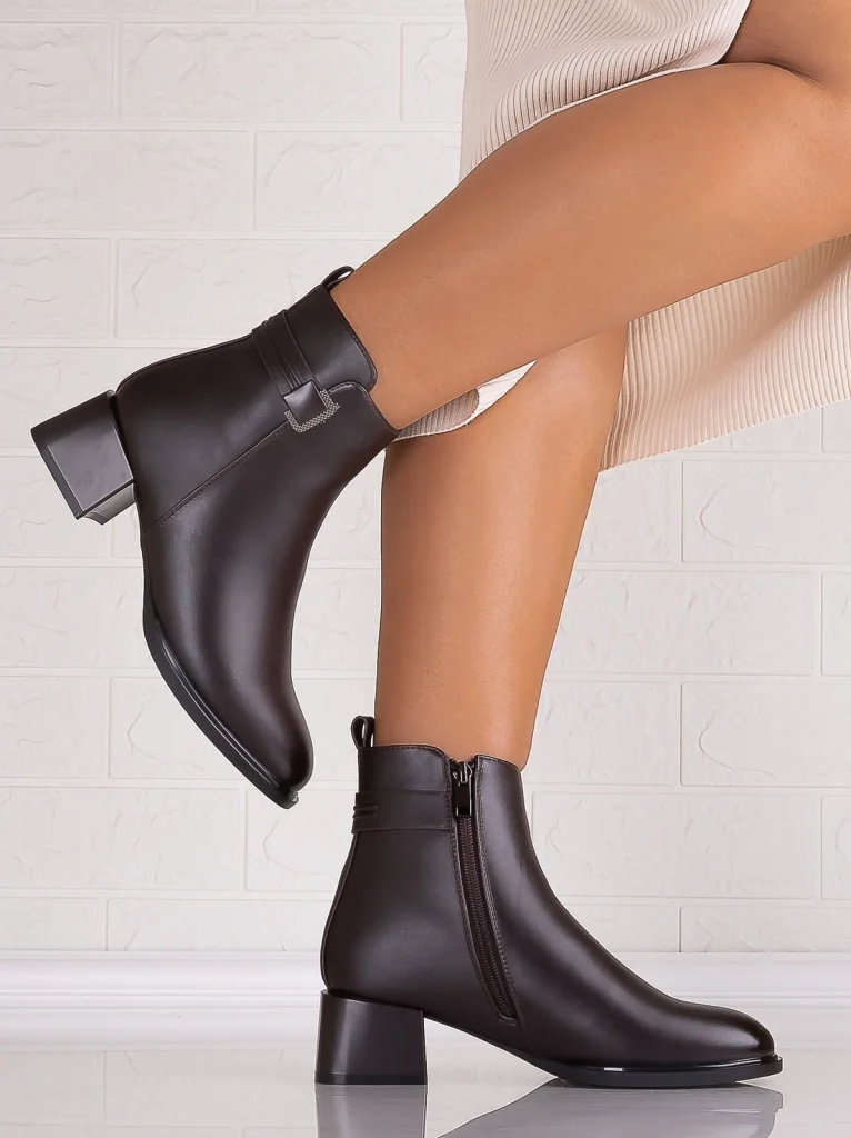 Botine Dama Imblanite Maro din Piele Ecologica Lilita