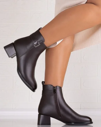 Botine Dama Imblanite Maro din Piele Ecologica Lilita