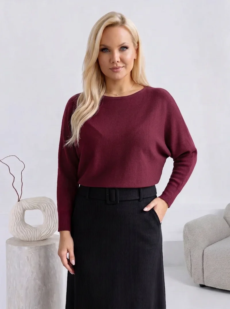 Pulover din tricot cu decolteu r...