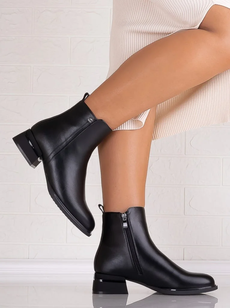 Botine Dama Negre din Piele Ecologica Moriga