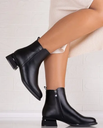 Botine Dama Negre din Piele Ecologica Moriga