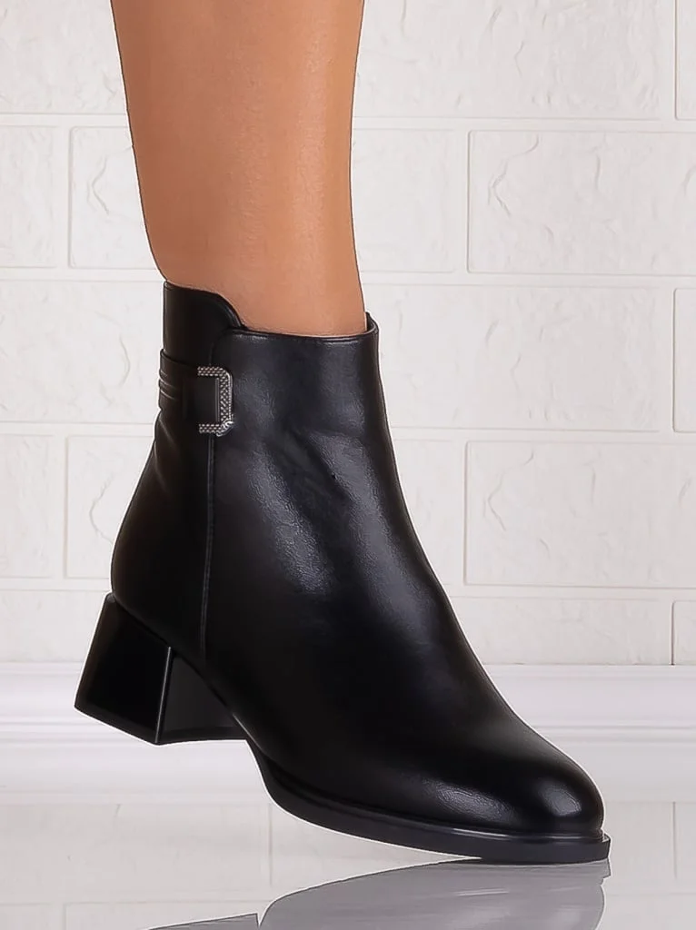 Botine Dama Imblanite Negre din Piele Ecologica Lilita