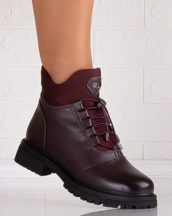 Ghete dama Imblanite Bordo din Piele Ecologica Novia