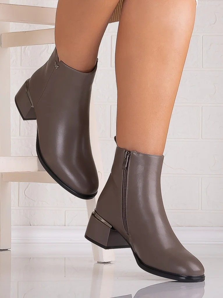 Botine Dama Gri din Piele Ecologica Empira