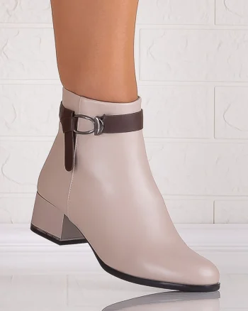 Botine Dama Bej din Piele Ecologica Vivienna