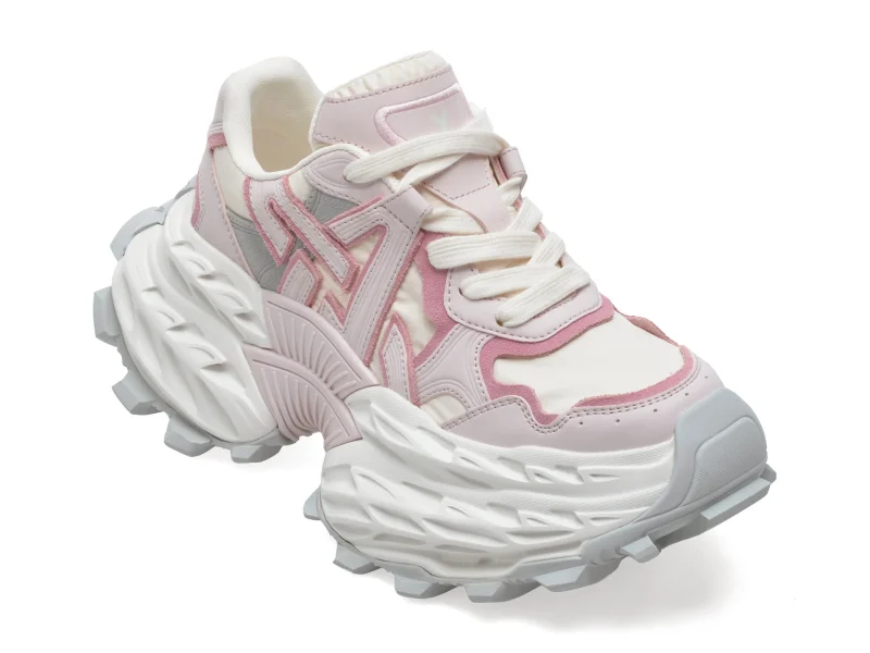 Pantofi sport GRYXX albi, 8951, din material textil si piele naturala