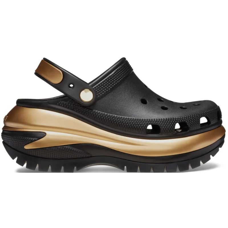 Saboti Crocs Mega Crush Metallic Clog Negru - Black/Gold