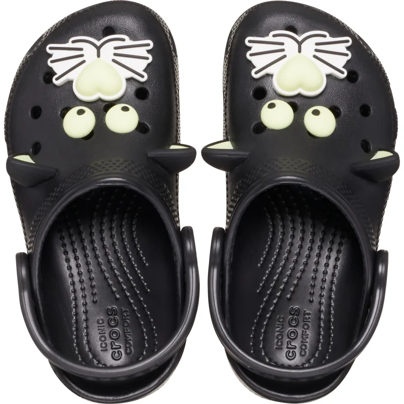 Saboti Crocs Classic Glow-In-the-Dark Black Cat Clog T Negru - Black