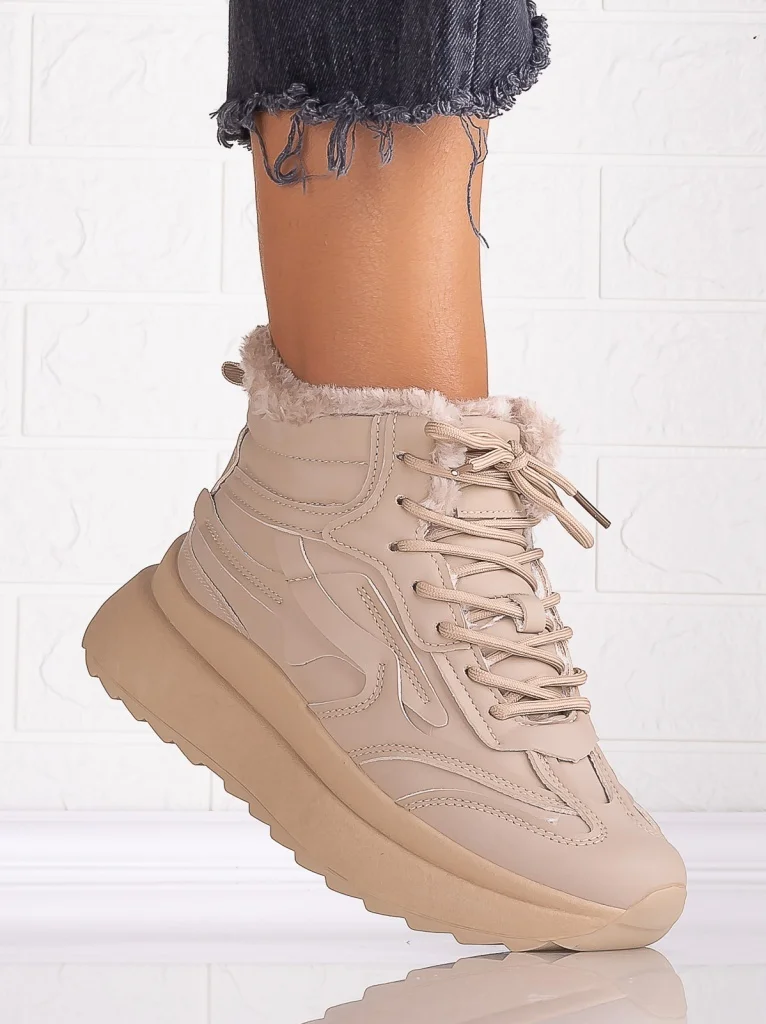 Sneakers dama Imblaniti Bej din Piele Ecologica Kandela