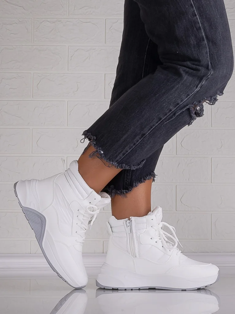 Sneakers dama Imblaniti Albi din Piele Eco,si fas Miracla