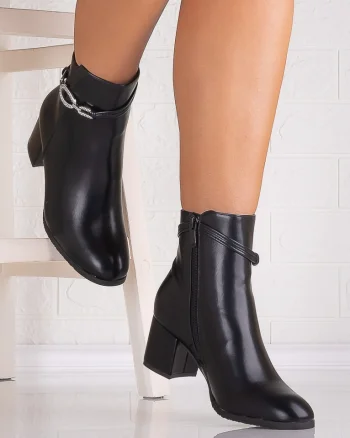 Botine Dama Negre din Piele Ecologica Burandi