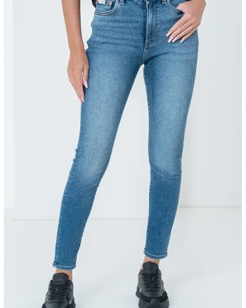 Blugi crop skinny - Albastru melange