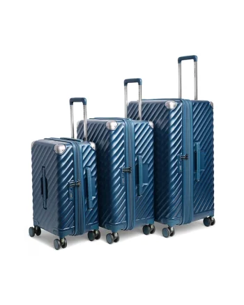 Set trolere extensibile  Trunk - policarbonat - 1 bagaj de cabina si 2 de cala - cifru TSA - 4 roti cu suspensii - albastru - 56 cm/66 cm/77 cm