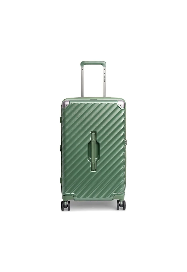 Troler mediu extensibil  Trunk - policarbonat - 67x39x32 cm - bagaj de cala - cifru TSA - 4 roti cu suspensii - verde - 79 cm