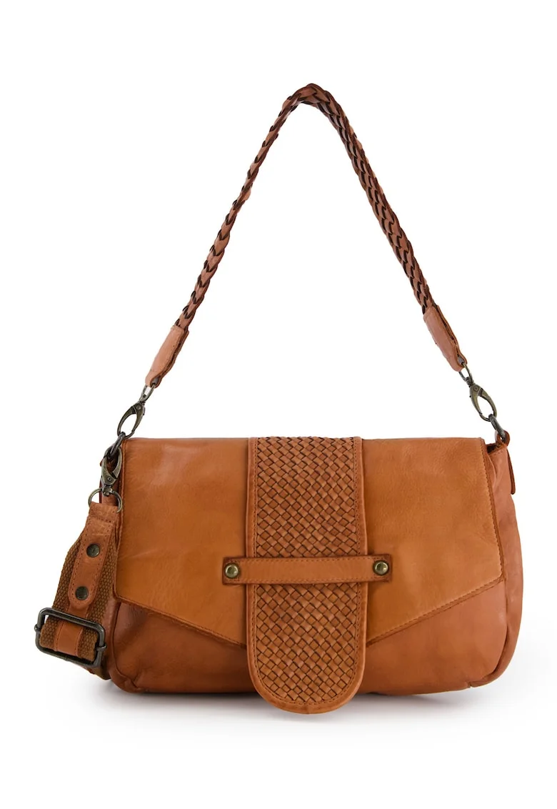 Geanta dama  din piele naturala - maro - model crossbody - dimensiuni 18x30x8 -5cm - curea detasabila max 160cm.