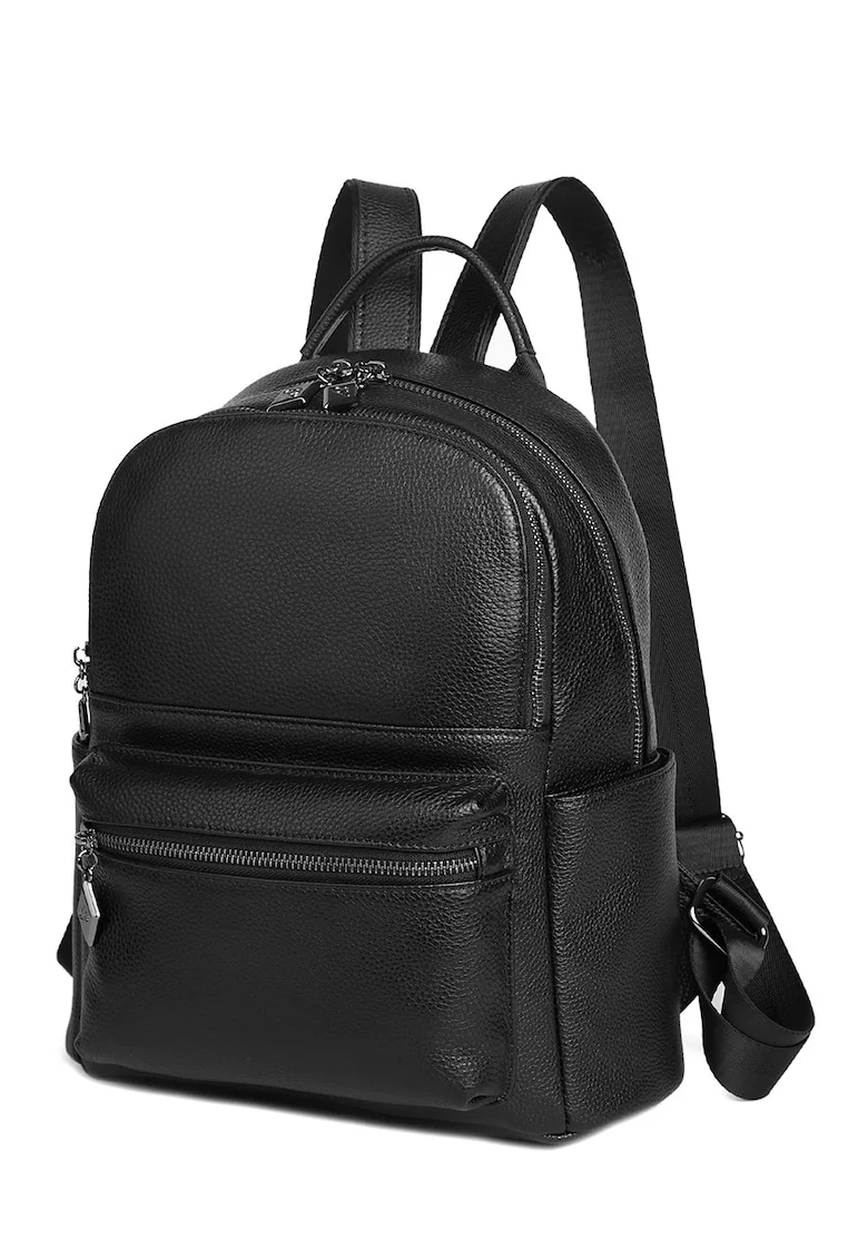 Rucsac din piele cu buzunare exterioare Merlin - Negru