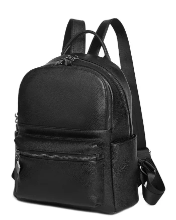 Rucsac din piele cu buzunare exterioare Merlin - Negru