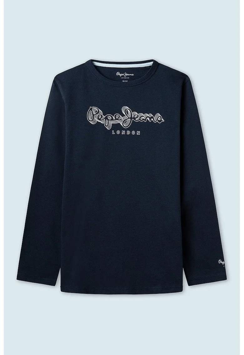 Bluza de bumbac cu logo - Alb/Bleumarin