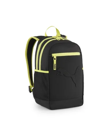 Rucsac mic din material textil cu logo in relief Buzz - Negru/Verde lime